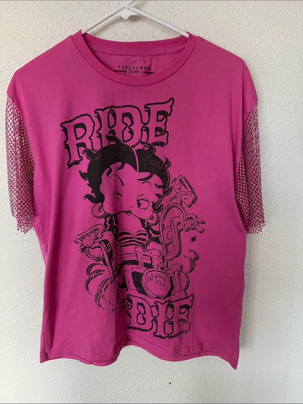 Hot Pink Betty Boop 'Ride or Die' Short Sleeve Graphic Tee